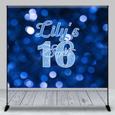 Aperturee - Aperturee Gradient Blue Bokeh Sweet 16 Custom Birthday Backdrop